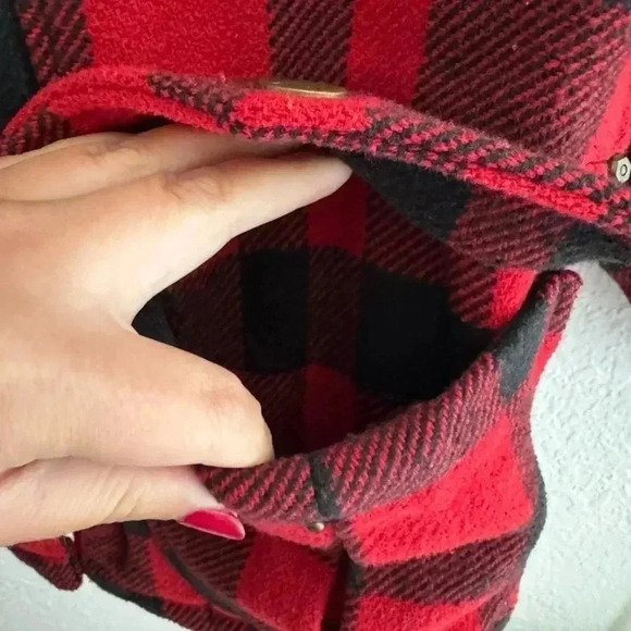 Timberland Shacket Jacket Womens Red Black Buffalo Plaid - Picture 8 of 10